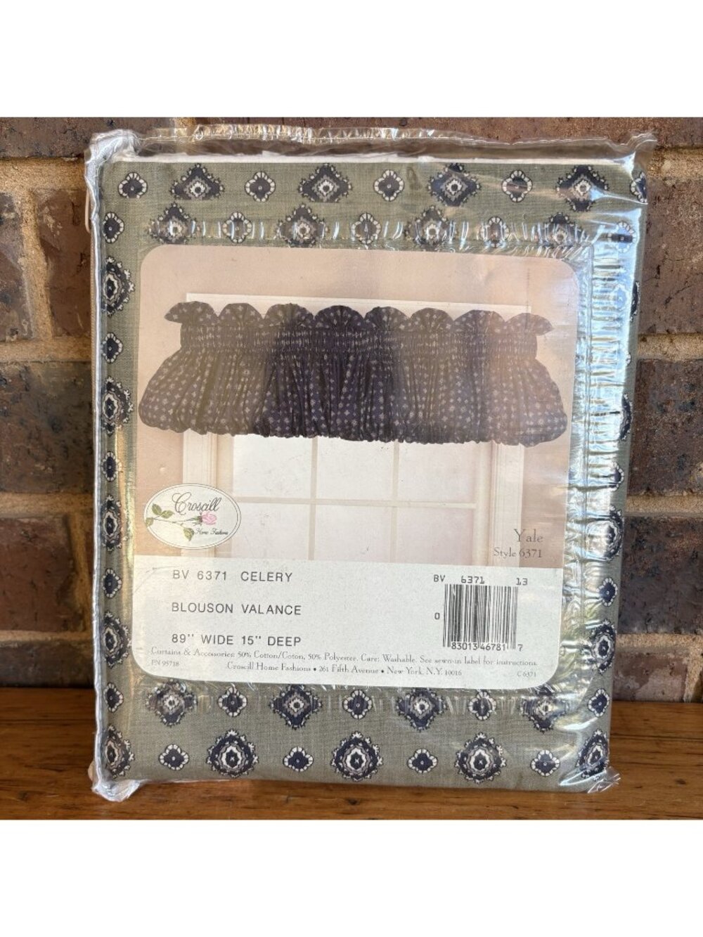 VTG Croscill Yale Style #6371 Celery Blouson Window Valance Topper 89" x 15" NOS